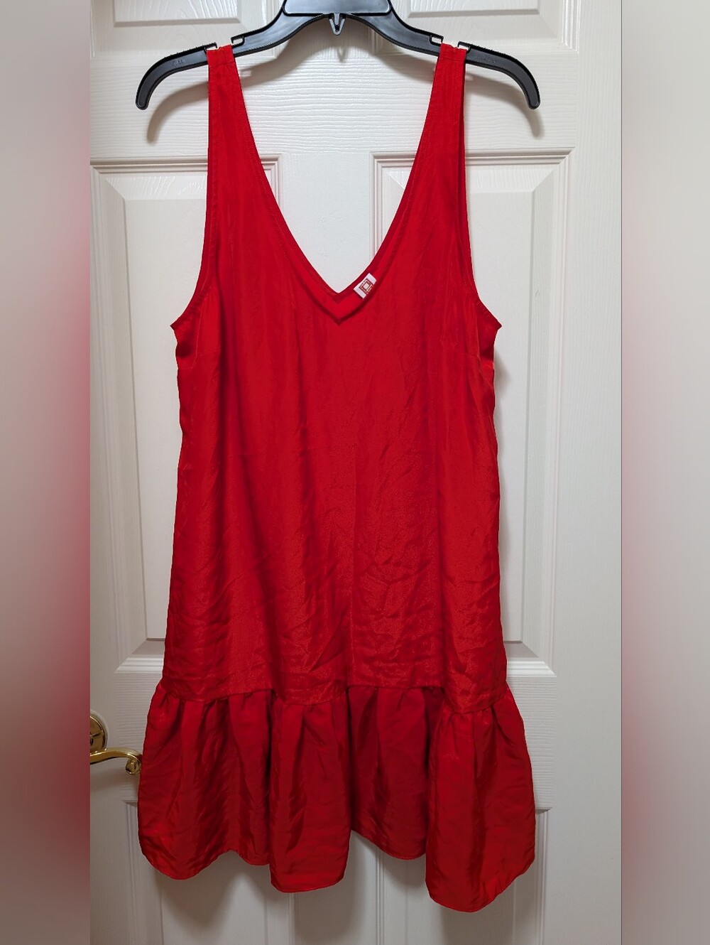 NWT Amanda Uprichard Red Mini Dress Ruffle Size XL Candy Apple V Neck